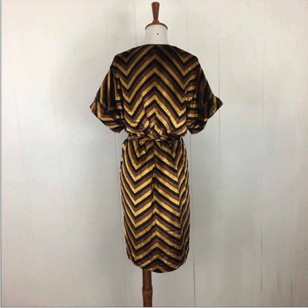 Marc Marc Jacobs SAMPLE Velvet Dress Women’s S Chevron Short Sleeve Crew Neck - Picture 6 of 9